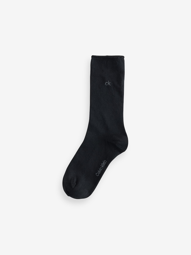 Noir - Calvin Klein Soft Cotton Rolltop Crew Socks 3 Pack - Image 3 de 3 Noir - Calvin Klein Soft Cotton Rolltop Crew Socks 3 Pack - Image 3 de 3