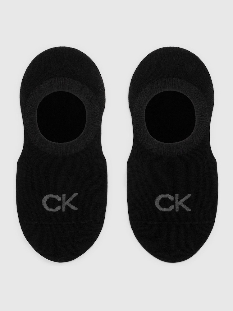 Calvin Klein Black Soft Combed Cotton Invisible Socks 2 Pack - Image 1 of 1 Calvin Klein Black Soft Combed Cotton Invisible Socks 2 Pack - Image 1 of 1
