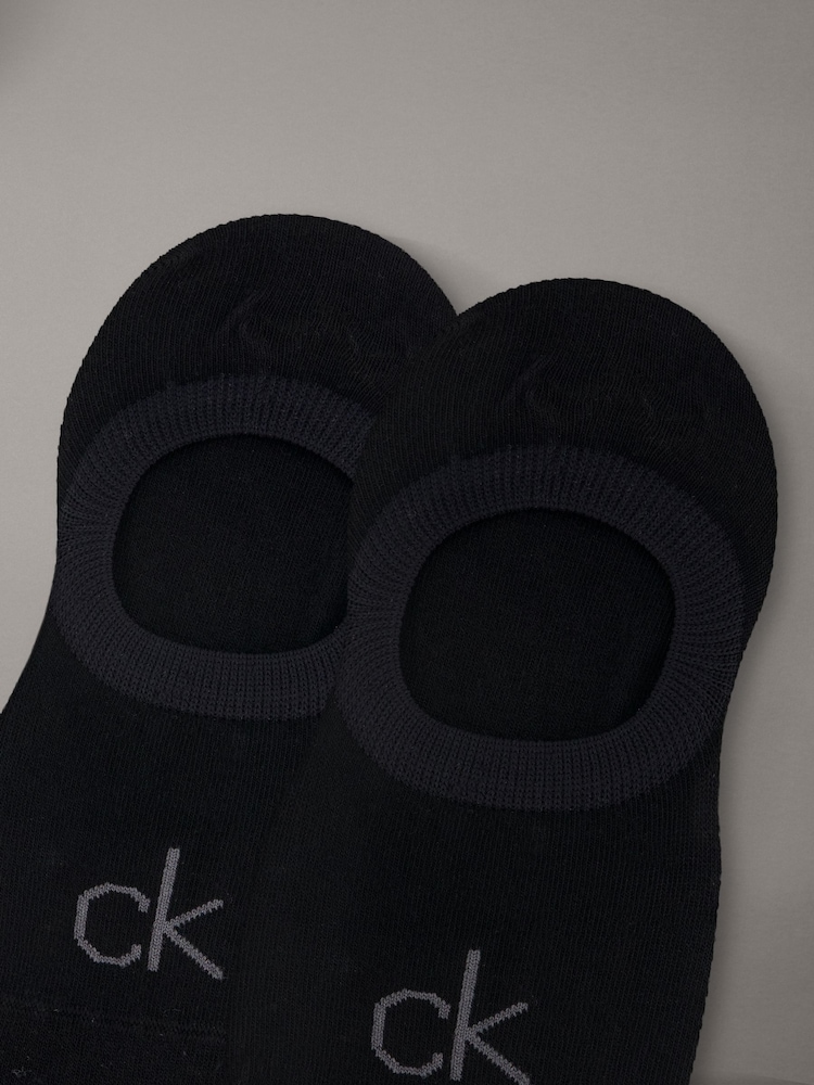 Calvin Klein Black Soft Combed Cotton Invisible Socks 2 Pack - Image 2 of 2