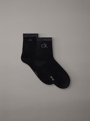 Schwarz - Calvin Klein Soft Cotton Metallic Ankle Socks 2 Pack - Bild 1 von 4