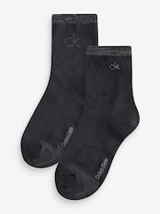 Schwarz - Calvin Klein Soft Cotton Metallic Ankle Socks 2 Pack - Bild 2 von 4