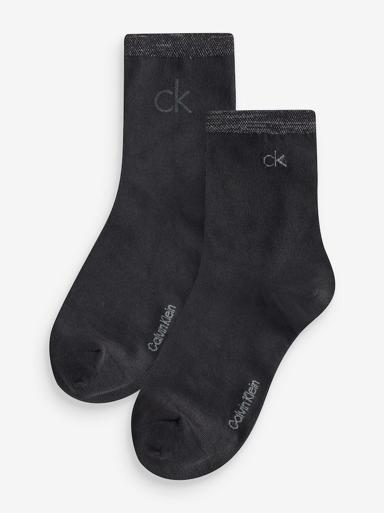 Schwarz - Calvin Klein Soft Cotton Metallic Ankle Socks 2 Pack - Bild 2 von 4 Schwarz - Calvin Klein Soft Cotton Metallic Ankle Socks 2 Pack - Bild 2 von 4