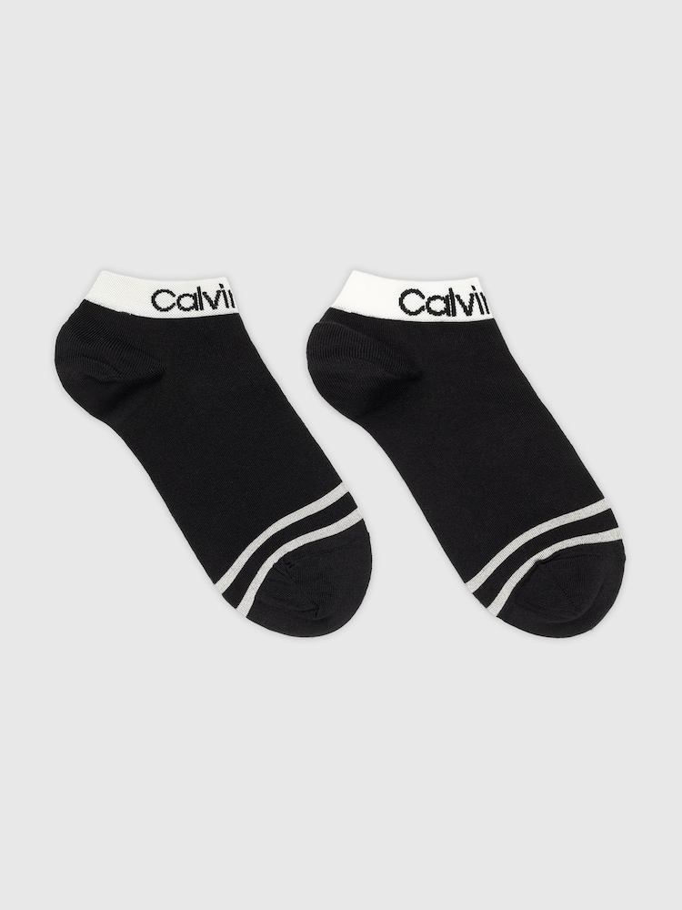 Calvin Klein Logo Stripe Trainers Socks 2 Pack - Bild 1 von 2 Calvin Klein Logo Stripe Trainers Socks 2 Pack - Bild 1 von 2