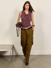 BHOEM Khaki Green Twisted Seam Wide Leg Cargo Trousers - Image 1 of 5