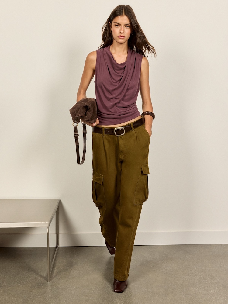 BHOEM Khaki Green Twisted Seam Wide Leg Cargo Trousers - Image 1 of 5