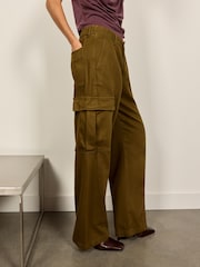 BHOEM Khaki Green Twisted Seam Wide Leg Cargo Trousers - Image 4 of 5