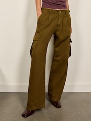 BHOEM Khaki Green Twisted Seam Wide Leg Cargo Trousers - Image 5 of 5