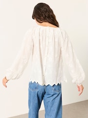 FatFace Dawn White Embroidered Blouse - Image 2 of 7