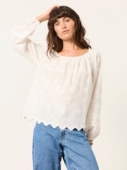 FatFace Dawn White Embroidered Blouse - Image 4 of 7