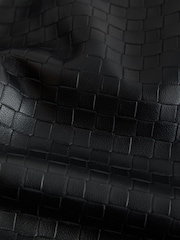 Black Basket Weave Faux Leather Barrel Leg Trousers - Image 2 of 3