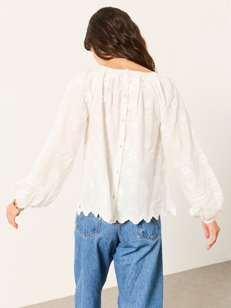 FatFace Dawn White Petite Embroidered Blouse - Image 2 of 7