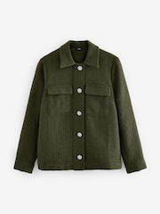 Khaki Green Boucle Button Up Shacket - Image 6 of 7