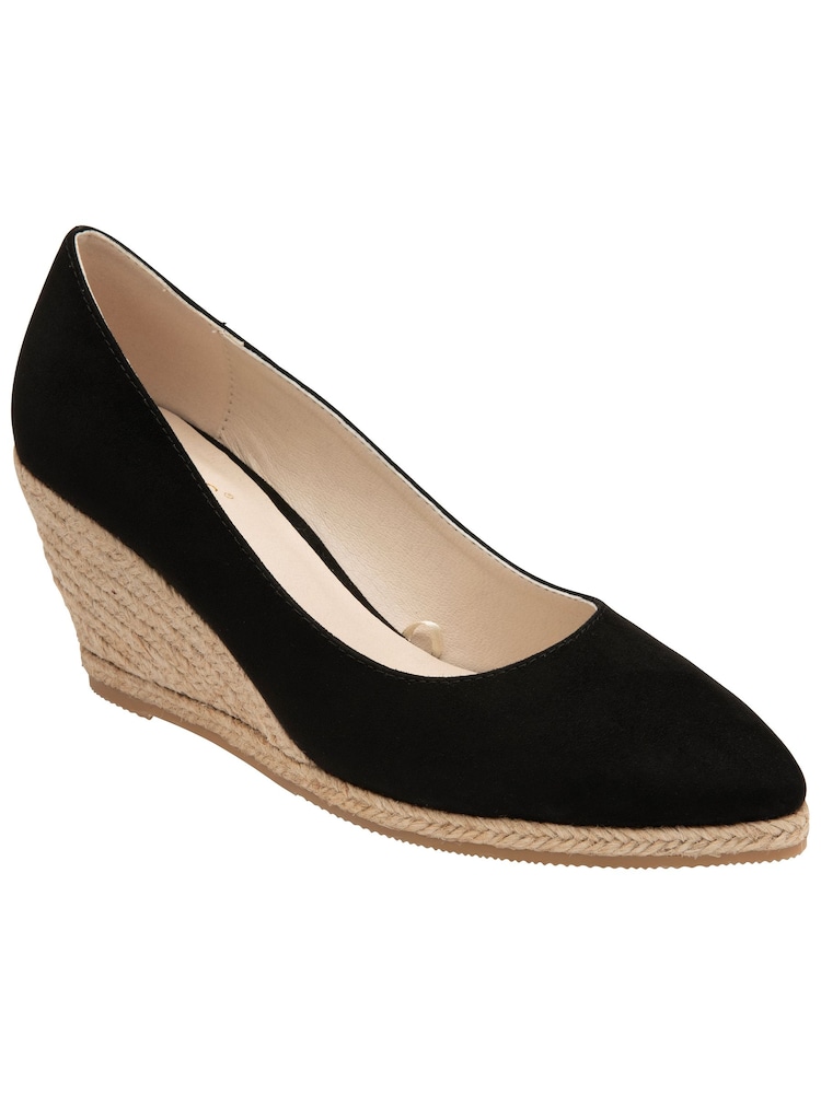 Lotus Black Wedge Espadrille Shoes - Image 1 of 4