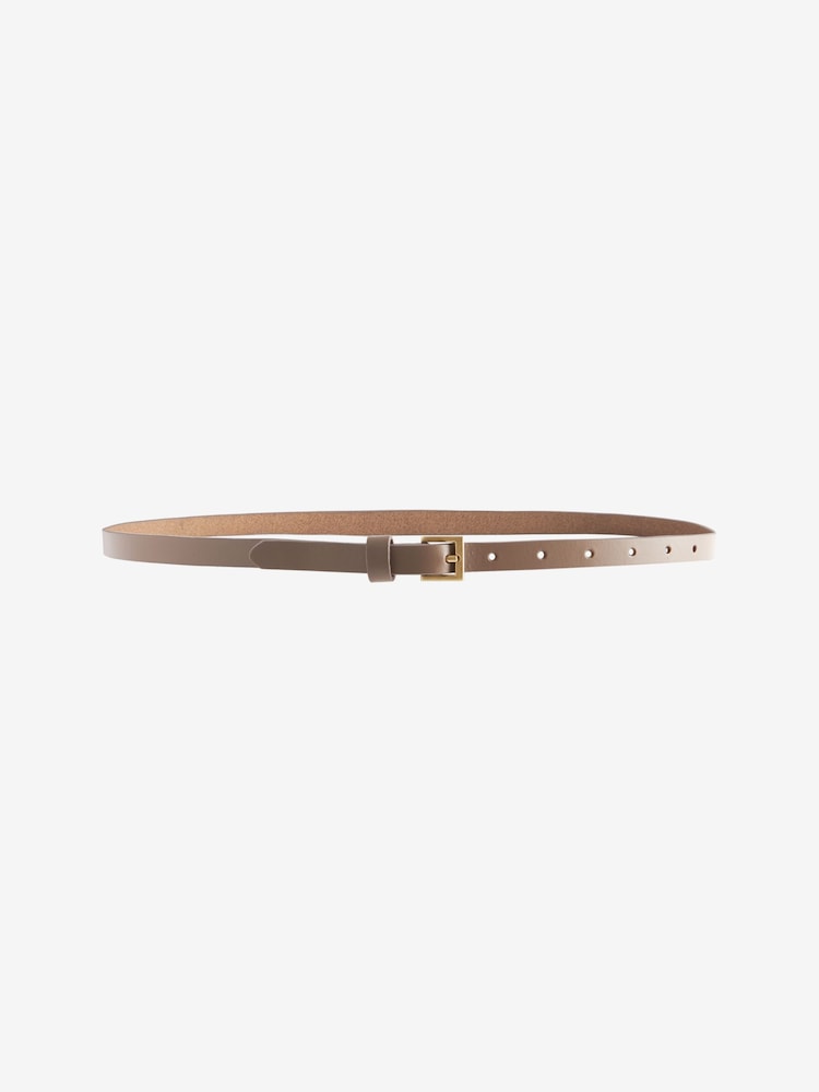 Taupe Brown Skinny Leather Belt - Image 3 of 4