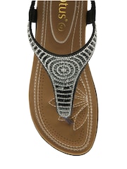 Lotus Black Casual Toe Thong Holiday Sandals - Image 4 of 4