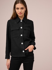 Черный - Boucle Button Up Shacket - Image 1 of 6