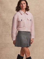 Pink Boucle Cropped Boxy Jacket - Image 2 of 8