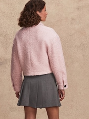 Pink Boucle Cropped Boxy Jacket - Image 3 of 8
