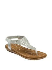 Lotus Silver Casual Toe Thong Holiday Sandals - Image 1 of 4