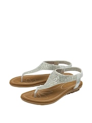 Lotus Silver Casual Toe Thong Holiday Sandals - Image 2 of 4