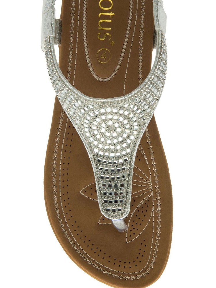 Lotus Silver Casual Toe Thong Holiday Sandals - Image 4 of 4