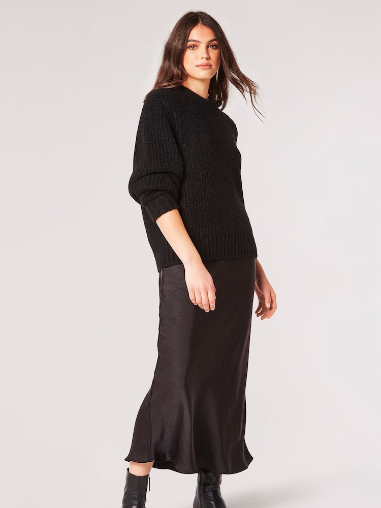 Apricot Black Satin Bias Cut Maxi Skirt - Image 4 of 4 Apricot Black Satin Bias Cut Maxi Skirt - Image 4 of 4