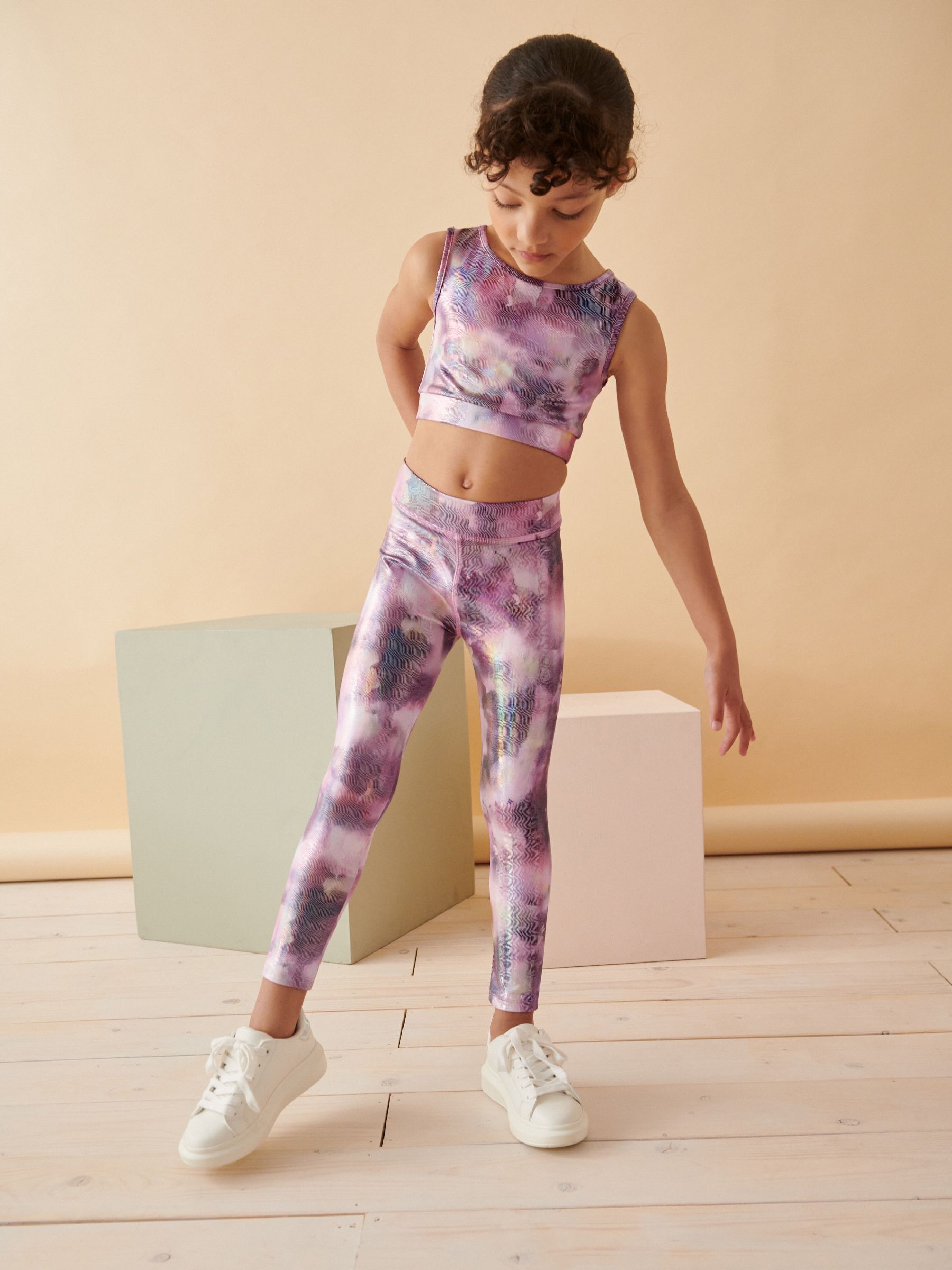 Next Pink Floral Tie Dye Sports Leggings 3 16yrs