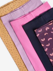 Pink/Purple Rainbow/Ochre Yellow Spot Leggings 5 Pack (3-16yrs) - Image 8 of 8
