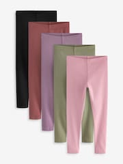 Multi Ribbed Leggings 5 Pack (3-16yrs) - Image 1 of 8