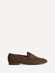Linzi Brown Wide Fit Wren Wide Fit Suede Leather Penny Style Loafers - Image 3 of 6