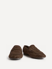 Linzi Brown Wide Fit Wren Wide Fit Suede Leather Penny Style Loafers - Image 4 of 6