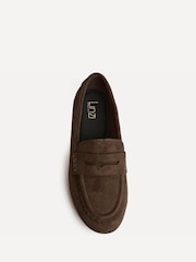 Linzi Brown Wide Fit Wren Wide Fit Suede Leather Penny Style Loafers - Image 5 of 6