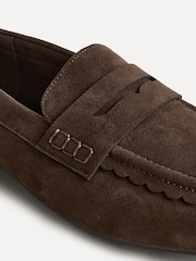 Linzi Brown Wide Fit Wren Wide Fit Suede Leather Penny Style Loafers - Image 6 of 6