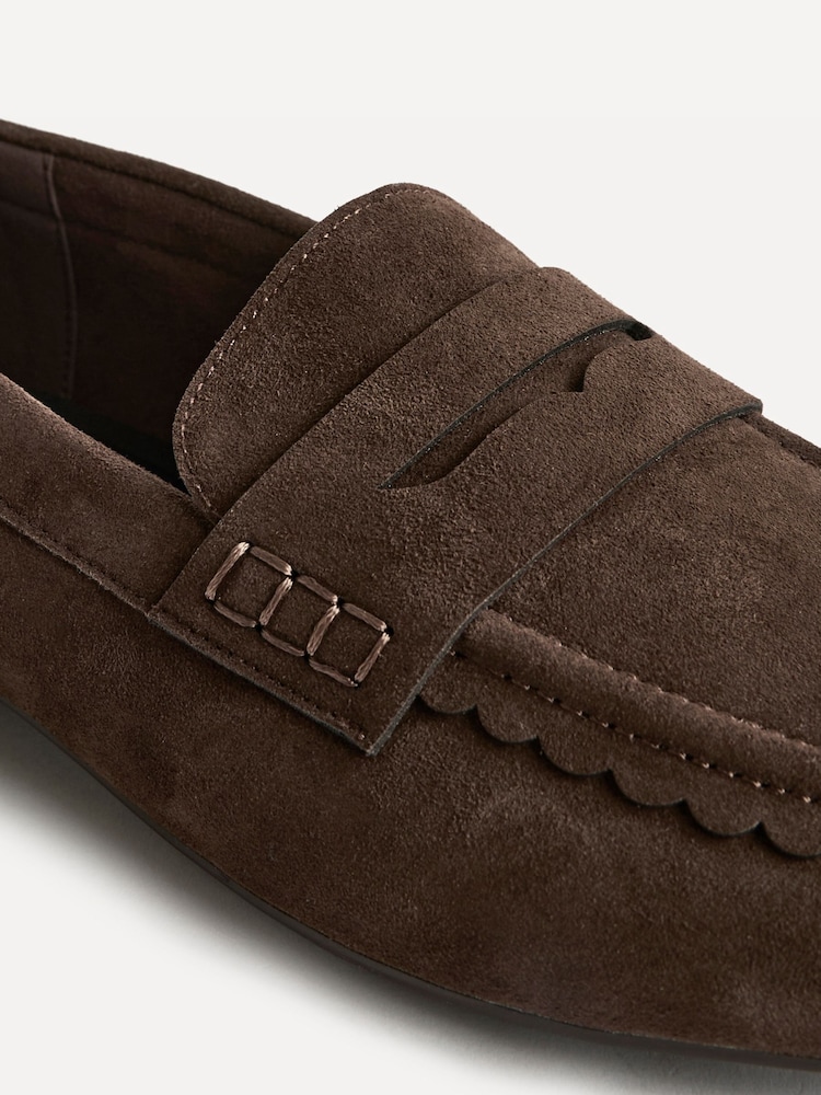 Linzi Brown Wide Fit Wren Wide Fit Suede Leather Penny Style Loafers - Image 6 of 6 Linzi Brown Wide Fit Wren Wide Fit Suede Leather Penny Style Loafers - Image 6 of 6