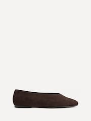 Linzi Brown Dedicate Wide Fit Square Toe Ballet Flats With Top Stitching - Image 2 of 6