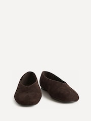 Linzi Brown Dedicate Wide Fit Square Toe Ballet Flats With Top Stitching - Image 3 of 6