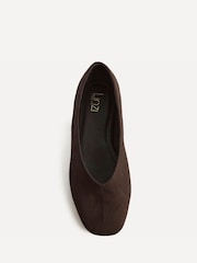 Linzi Brown Dedicate Wide Fit Square Toe Ballet Flats With Top Stitching - Image 4 of 6