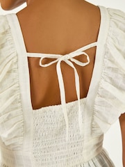 Roman White Textured Cotton Frill Top - Image 5 of 5