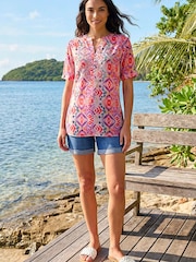 Roman Purple Watercolour Print Embellished Top - Image 1 of 4
