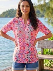 Roman Purple Watercolour Print Embellished Top - Image 2 of 4