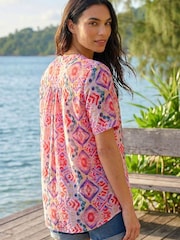 Roman Purple Watercolour Print Embellished Top - Image 3 of 4