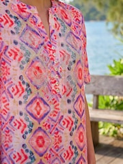 Roman Purple Watercolour Print Embellished Top - Image 4 of 4
