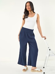 Roman Blue Petite Shirred Waist Trousers - Image 1 of 5