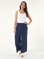 Roman Blue Petite Shirred Waist Trousers - Image 2 of 5