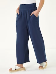 Roman Blue Petite Shirred Waist Trousers - Image 3 of 5