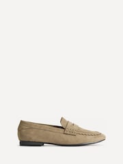 Linzi Natural Wide Fit Wren Wide Fit Suede Leather Penny Style Loafers - Image 2 of 5