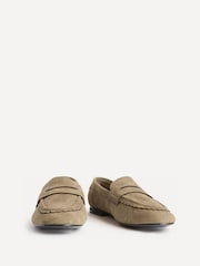 Linzi Natural Wide Fit Wren Wide Fit Suede Leather Penny Style Loafers - Image 3 of 5