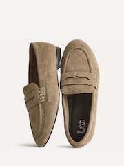 Linzi Natural Wide Fit Wren Wide Fit Suede Leather Penny Style Loafers - Image 4 of 5