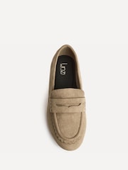 Linzi Natural Wide Fit Wren Wide Fit Suede Leather Penny Style Loafers - Image 5 of 5