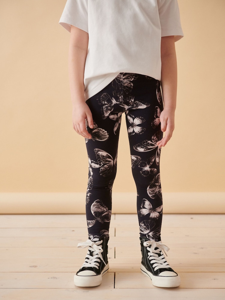 Black/White Butterfly Printed Leggings (3-16yrs) - Image 1 of 7